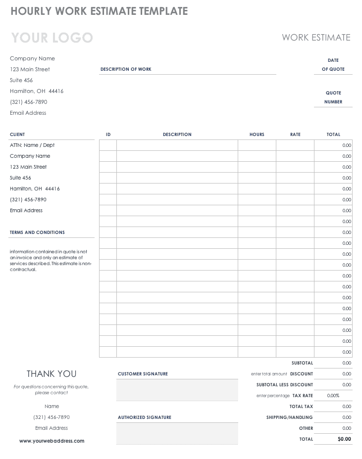 Detail Estimate Form Template Nomer 4