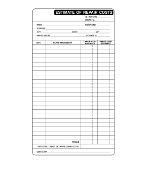 Detail Estimate Form Template Nomer 30