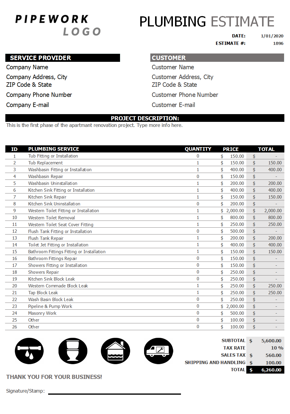 Detail Estimate Form Template Nomer 47