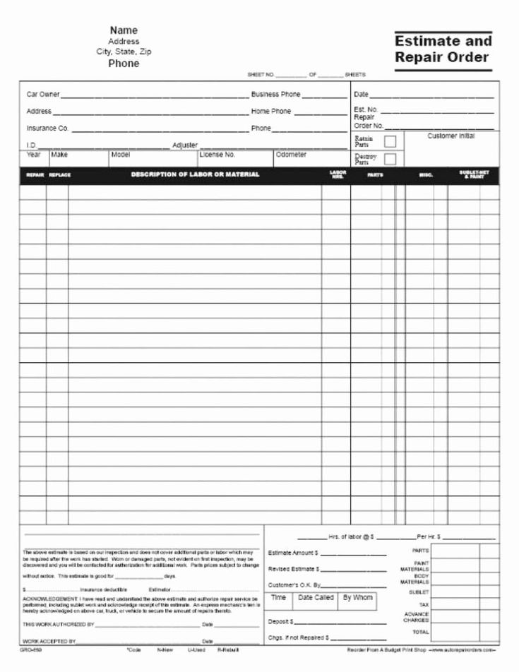 Detail Estimate Form Template Nomer 53