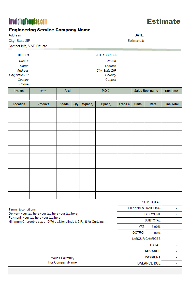 Detail Estimate Form Template Nomer 54