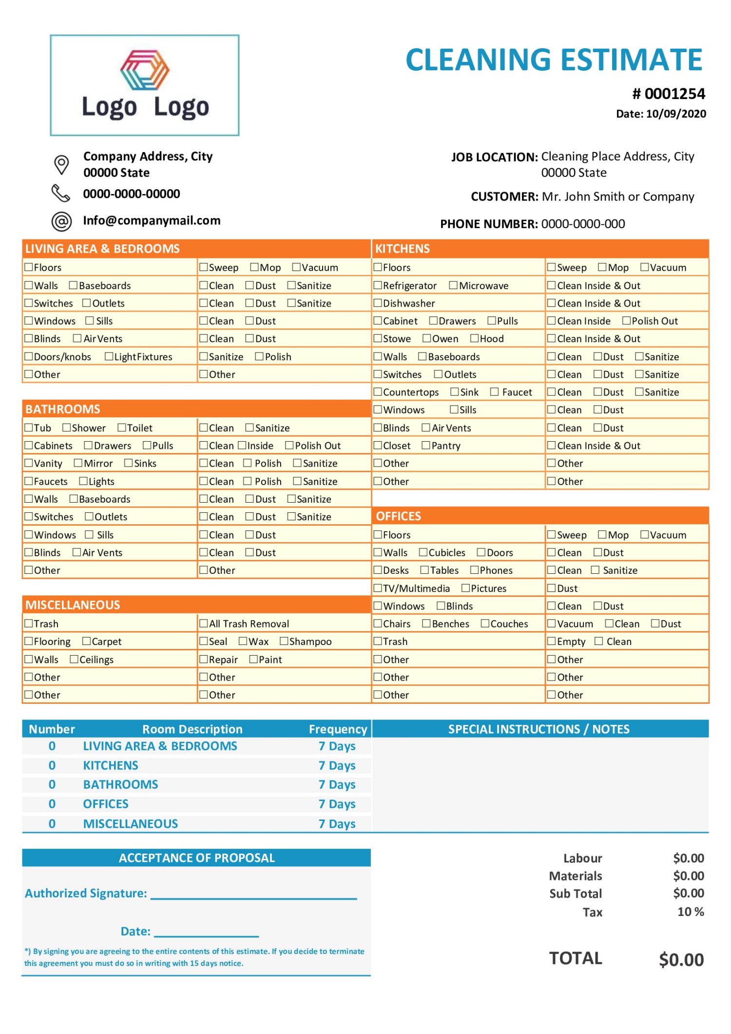 Detail Estimate Form Template Nomer 10