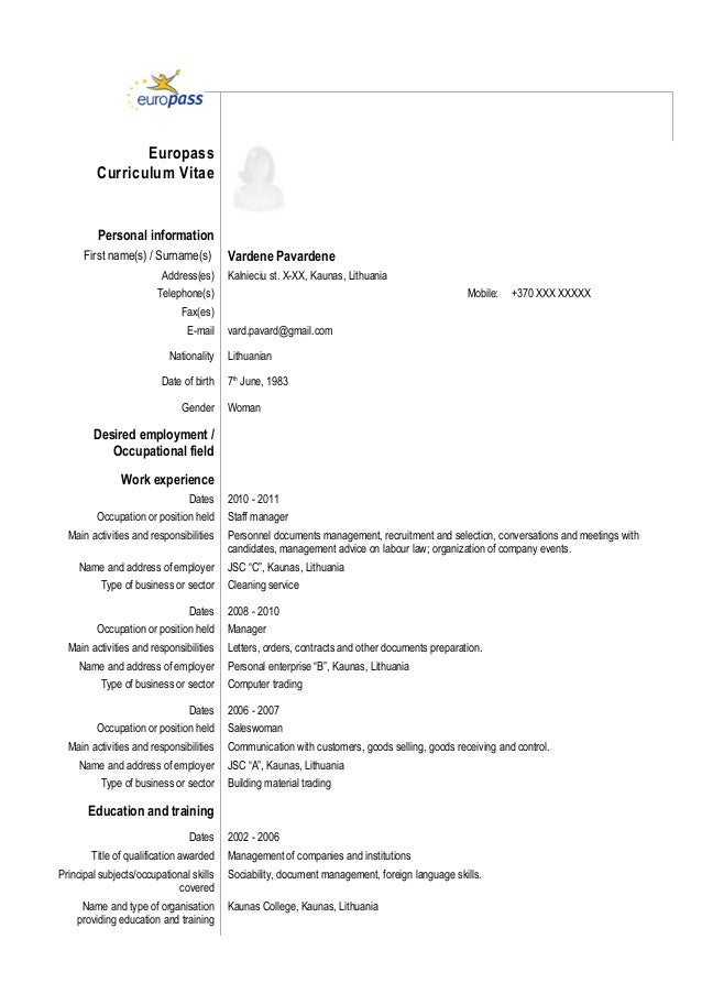 Detail Euro Pass Cv Template Download Nomer 12