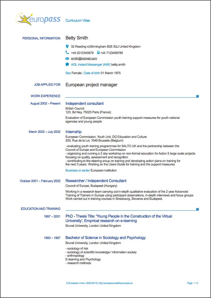 Detail Euro Pass Cv Template Download Koleksi Nomer 4 Detail Euro Pass Cv Template Download Koleksi Nomer 4