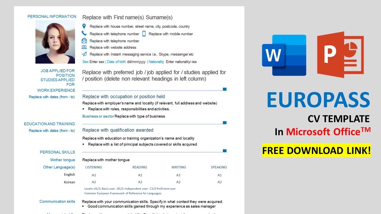 Download Euro Pass Cv Template Download Nomer 6