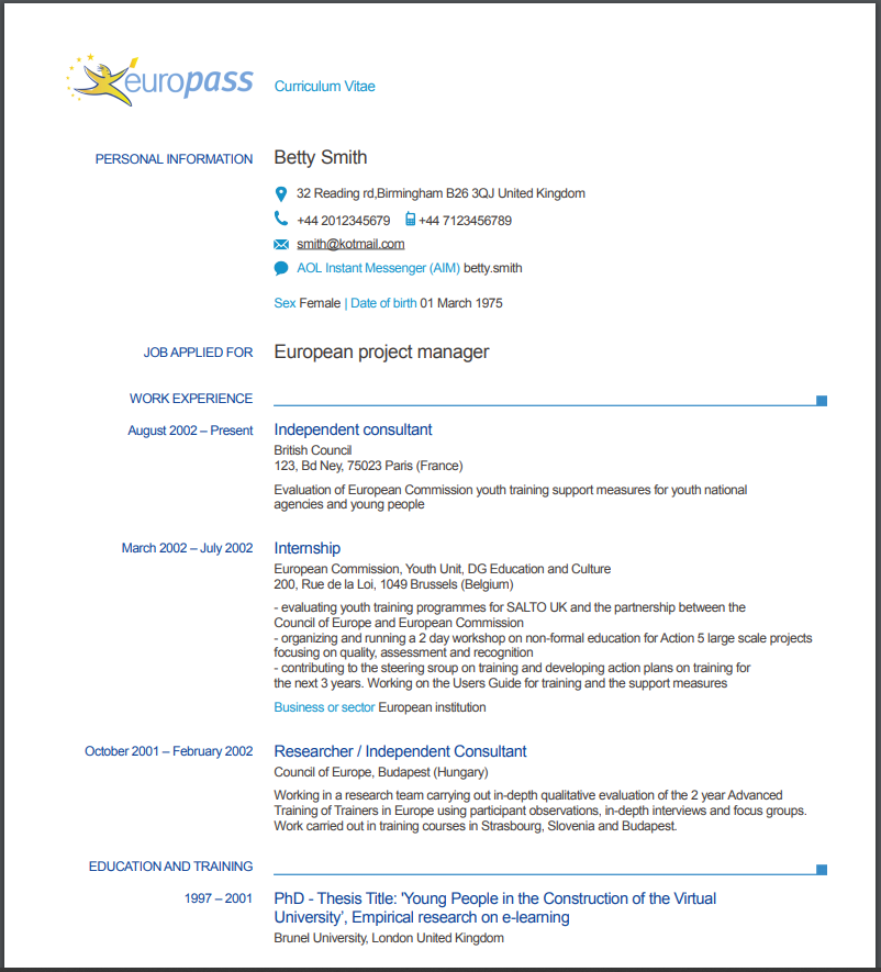 Detail Europass Cv Template Nomer 32