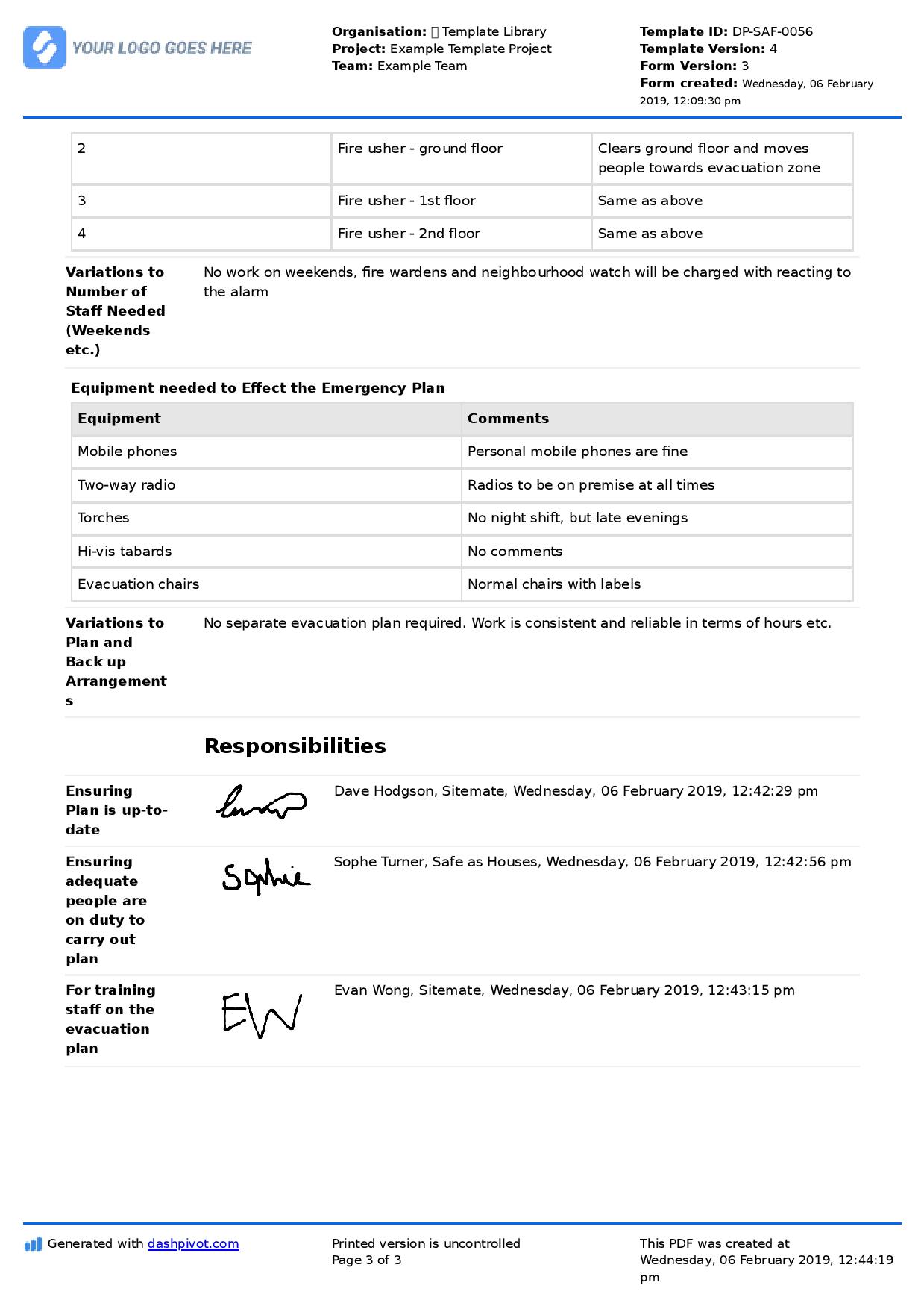Detail Evacuation Procedure Template Nomer 15