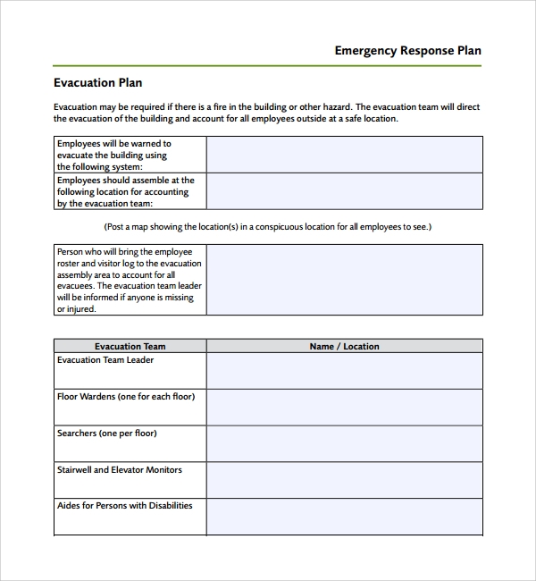 Detail Evacuation Procedure Template Nomer 21