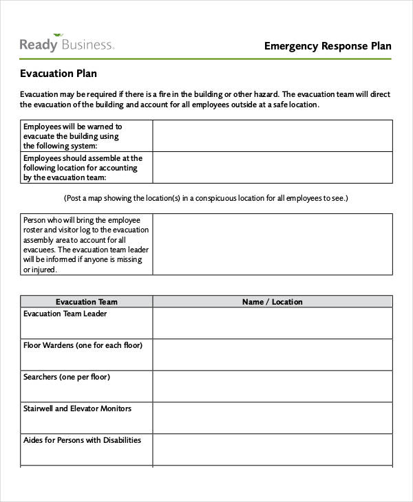 Detail Evacuation Procedure Template Nomer 25