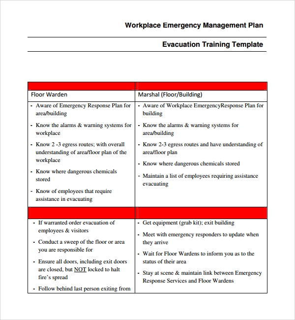 Detail Evacuation Procedure Template Nomer 52