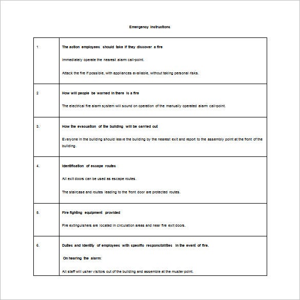 Detail Evacuation Procedure Template Nomer 7