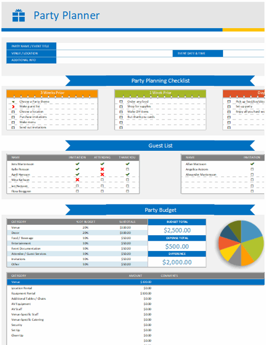 Detail Event Planning Excel Template Nomer 30