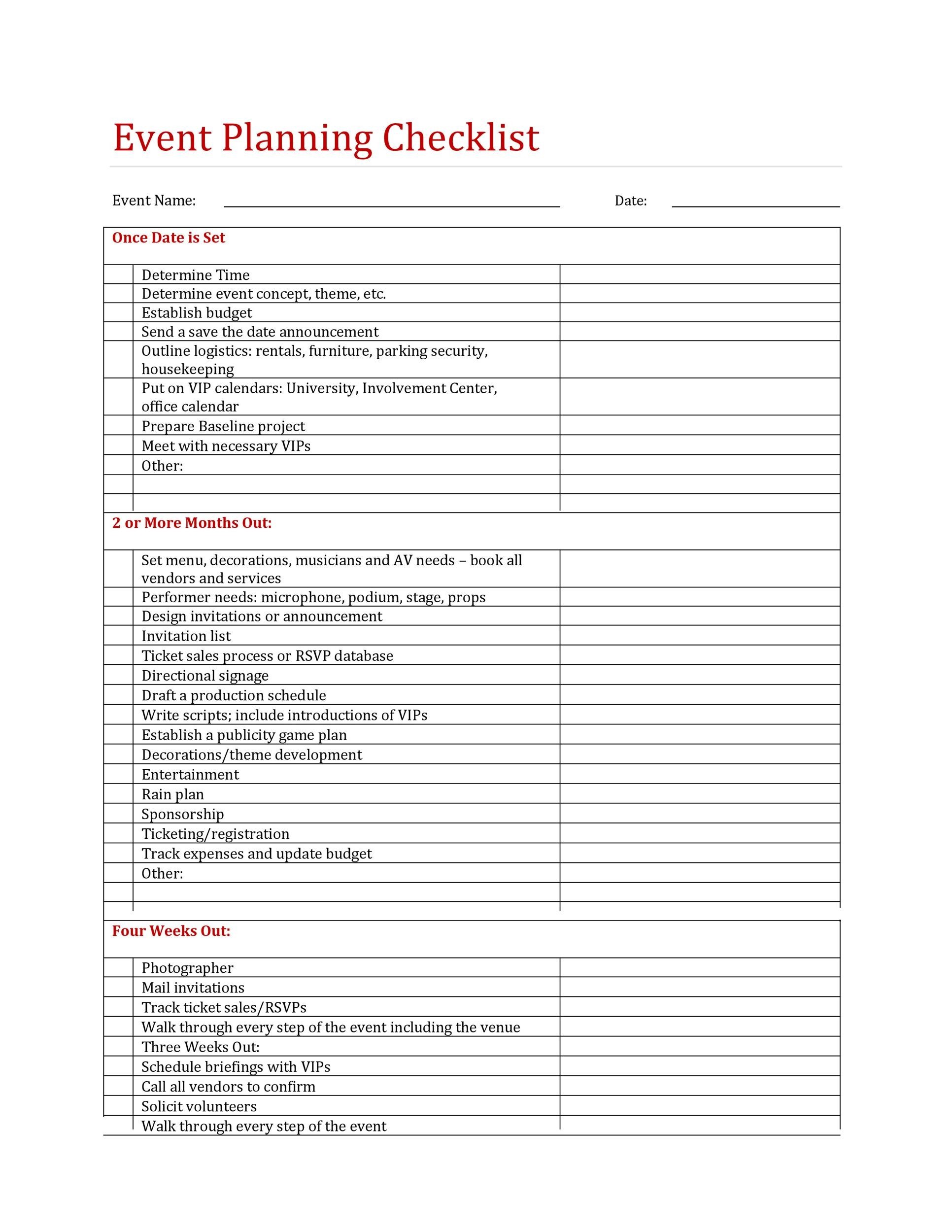 Detail Event Planning Task List Template Nomer 2