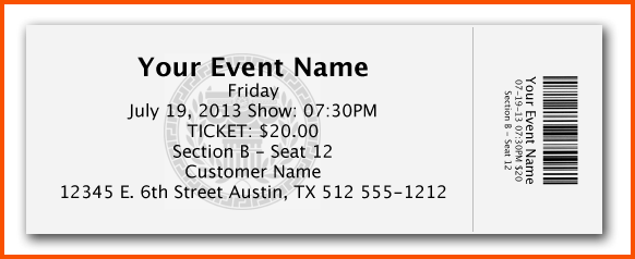 Event Ticket Template Word - KibrisPDR