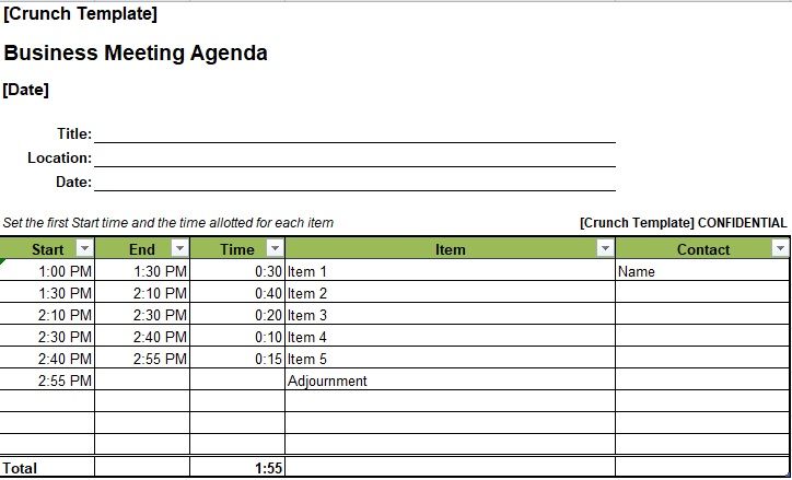 Detail Excel Agenda Template Nomer 12