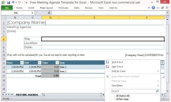 Detail Excel Agenda Template Nomer 16