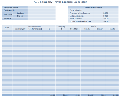 Detail Excel Business Travel Expense Template Nomer 32
