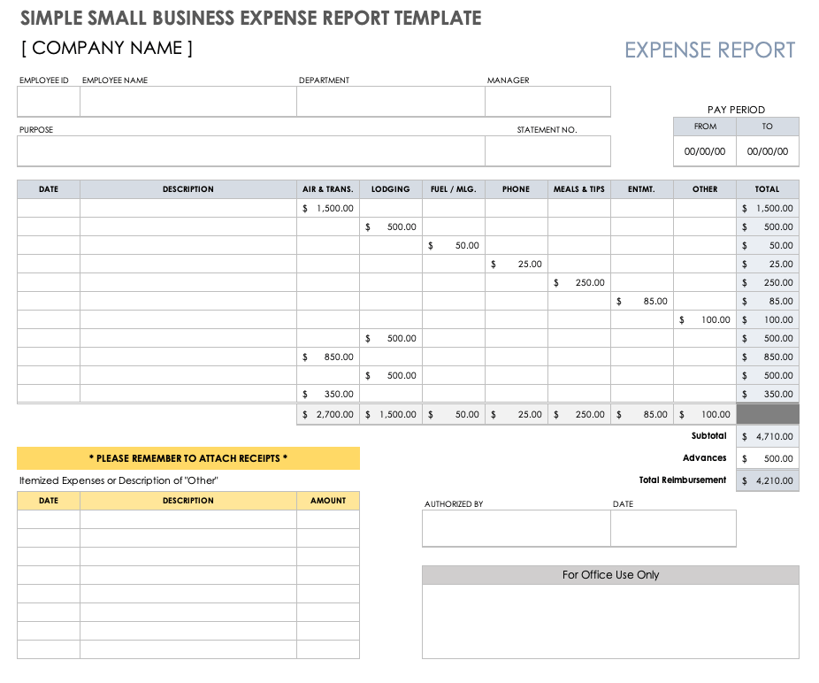 Detail Excel Business Travel Expense Template Nomer 46