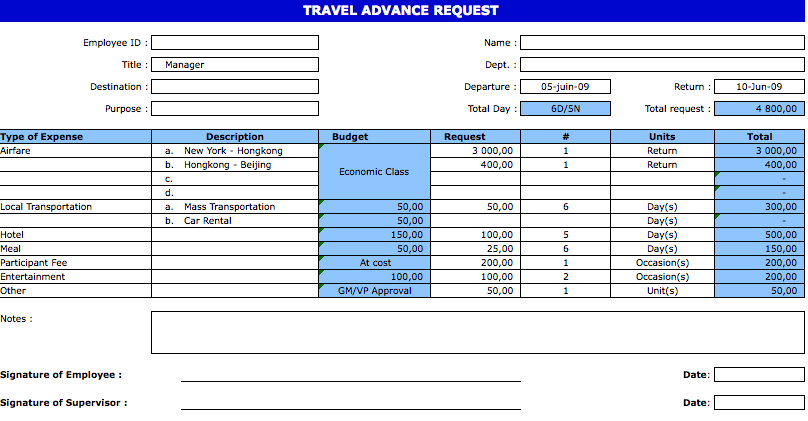 Detail Excel Business Travel Expense Template Nomer 52