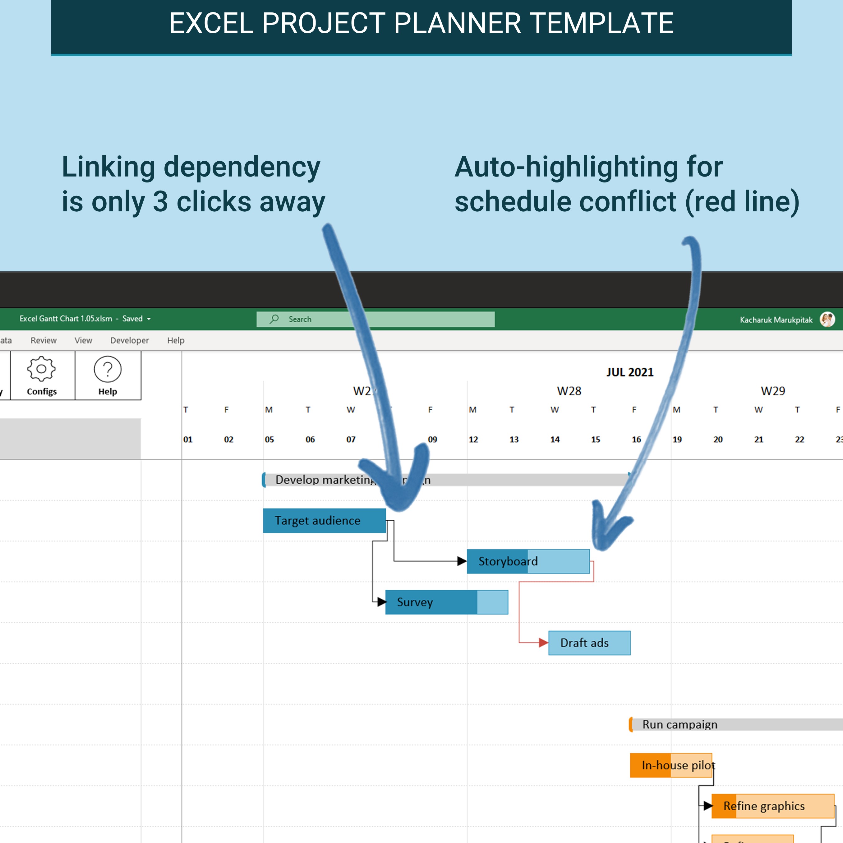 Detail Excel Gantt Chart Template With Dependencies Nomer 25