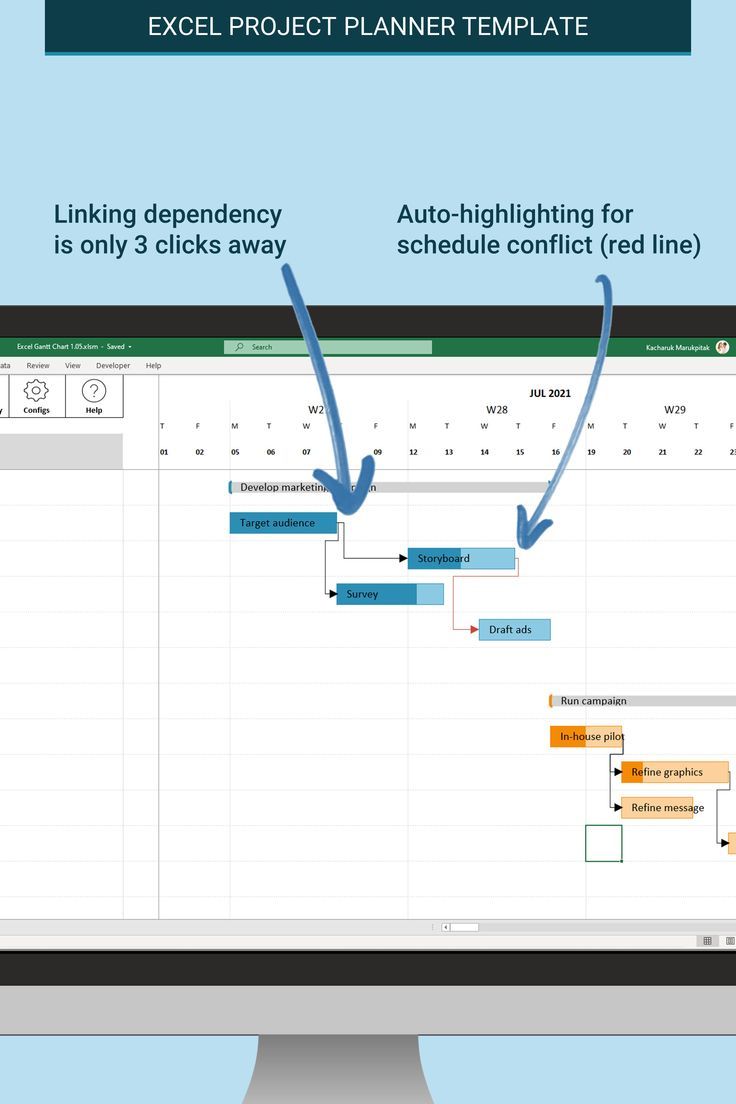 Detail Excel Gantt Chart Template With Dependencies Nomer 34