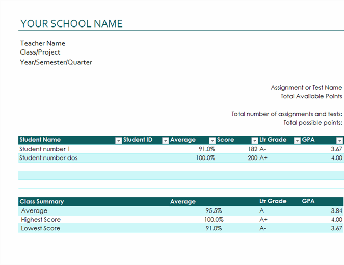 Detail Excel Grading Template Nomer 14