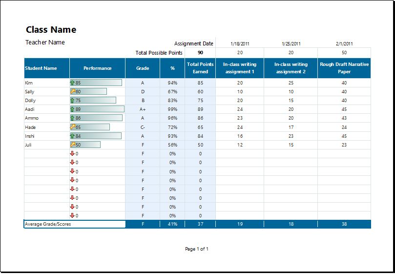 Detail Excel Grading Template Nomer 20