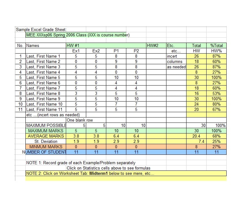 Detail Excel Grading Template Nomer 8