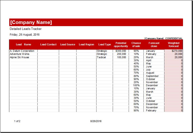 Detail Excel Lead Tracking Template Nomer 21