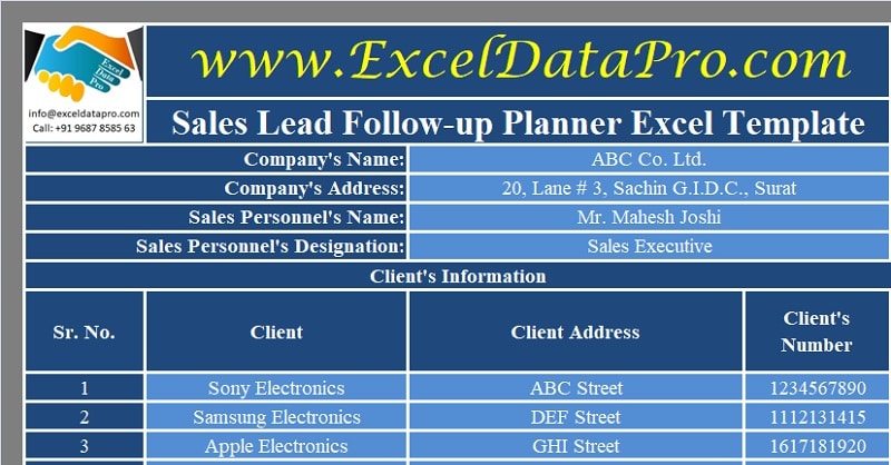 Detail Excel Lead Tracking Template Nomer 36