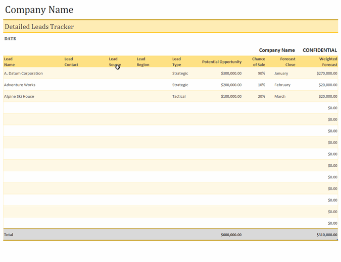 Detail Excel Lead Tracking Template Nomer 5
