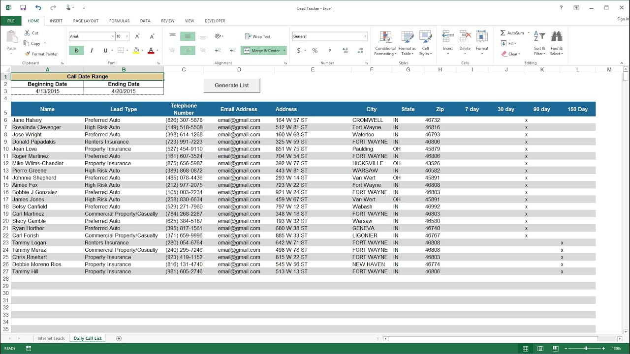 Detail Excel Lead Tracking Template Nomer 7