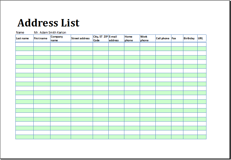 Detail Excel Mailing List Template Nomer 7