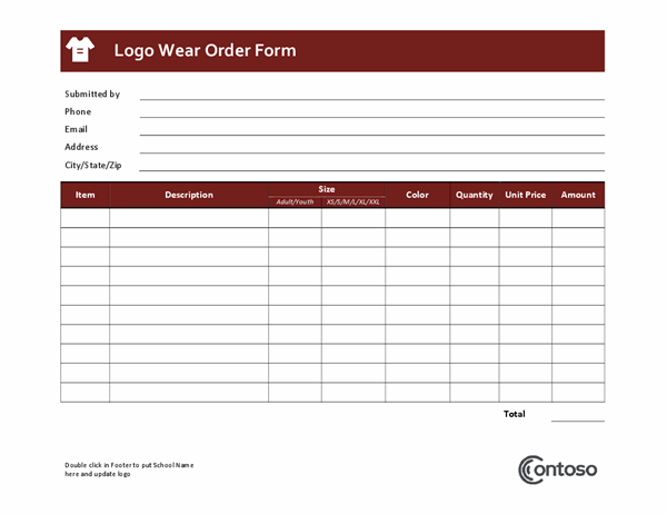 Detail Excel Order Form Template Nomer 2