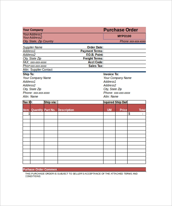 Detail Excel Order Form Template Nomer 11