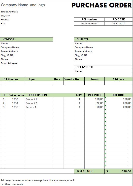 Detail Excel Order Form Template Nomer 12