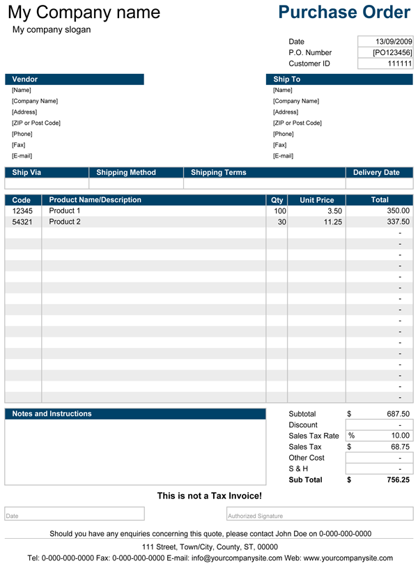 Detail Excel Order Form Template Nomer 3