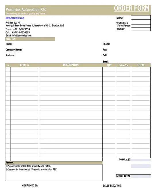 Detail Excel Order Form Template Nomer 24