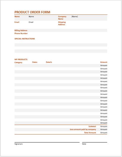 Detail Excel Order Form Template Nomer 32