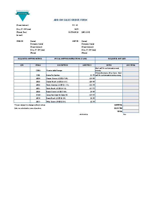 Detail Excel Order Form Template Nomer 38