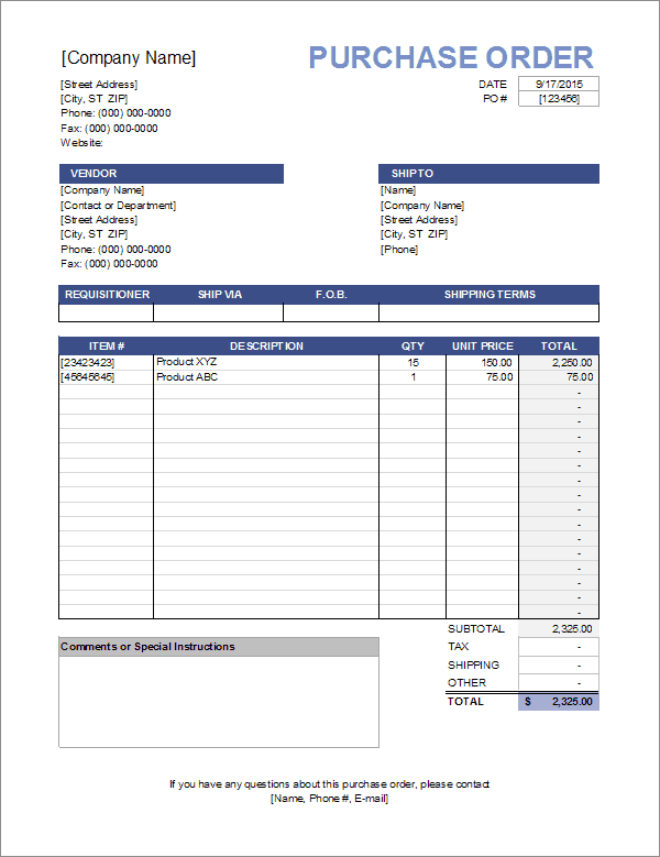 Detail Excel Order Form Template Nomer 48