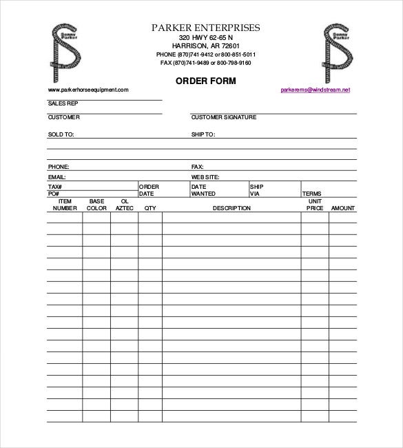 Detail Excel Order Form Template Nomer 6