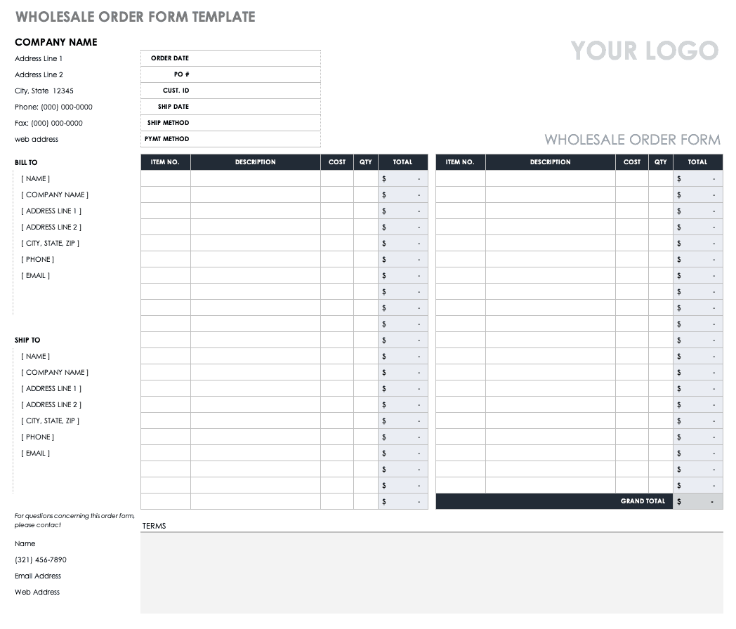 Detail Excel Order Form Template Nomer 7