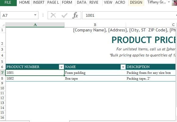 Detail Excel Price List Template Free Nomer 25