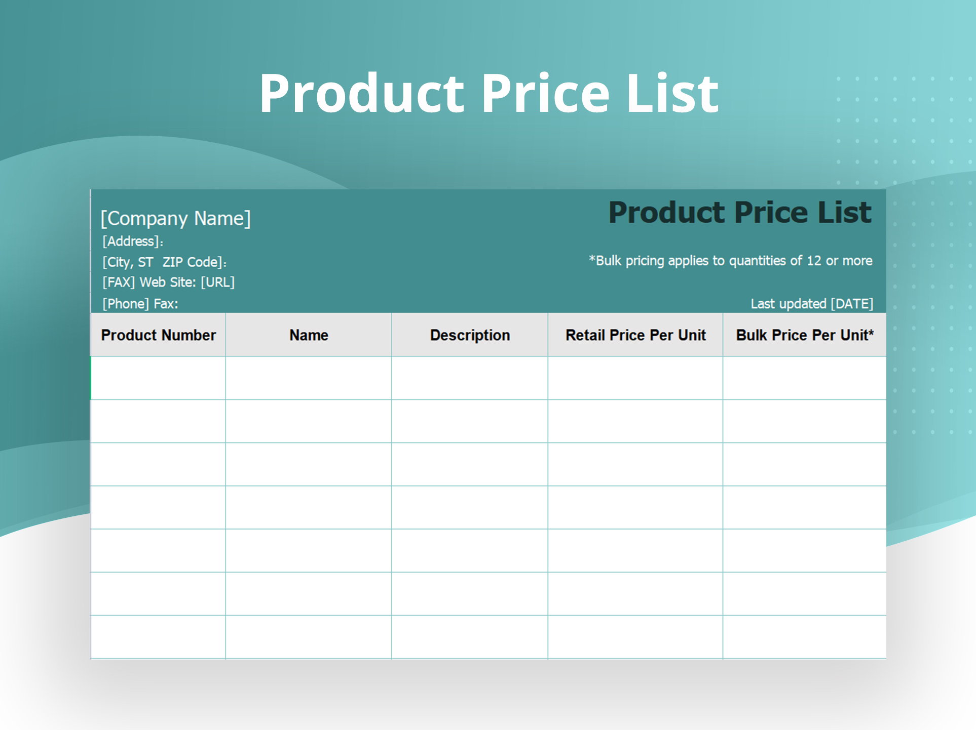 Detail Excel Price List Template Free Nomer 26