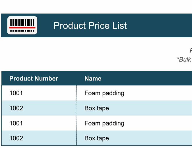 Detail Excel Price List Template Free Nomer 4