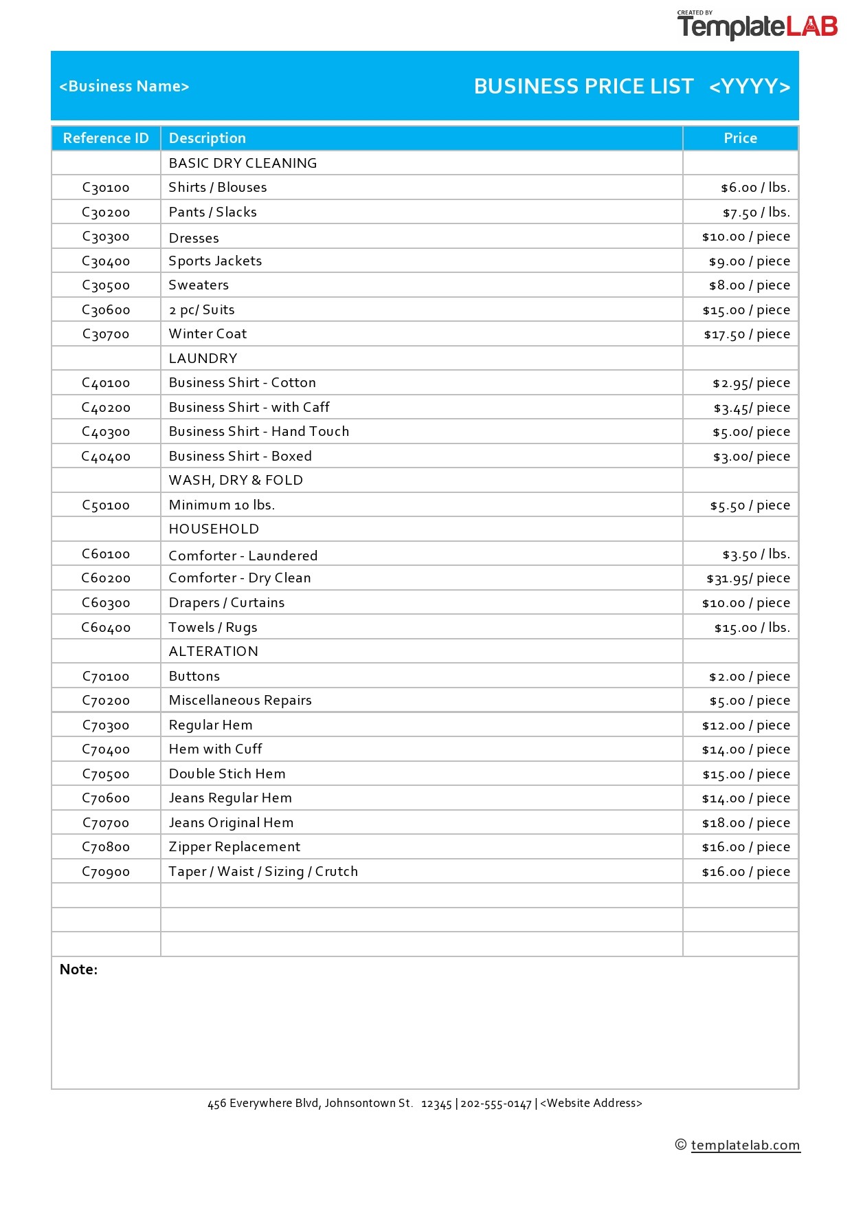 Detail Excel Price List Template Free Nomer 31