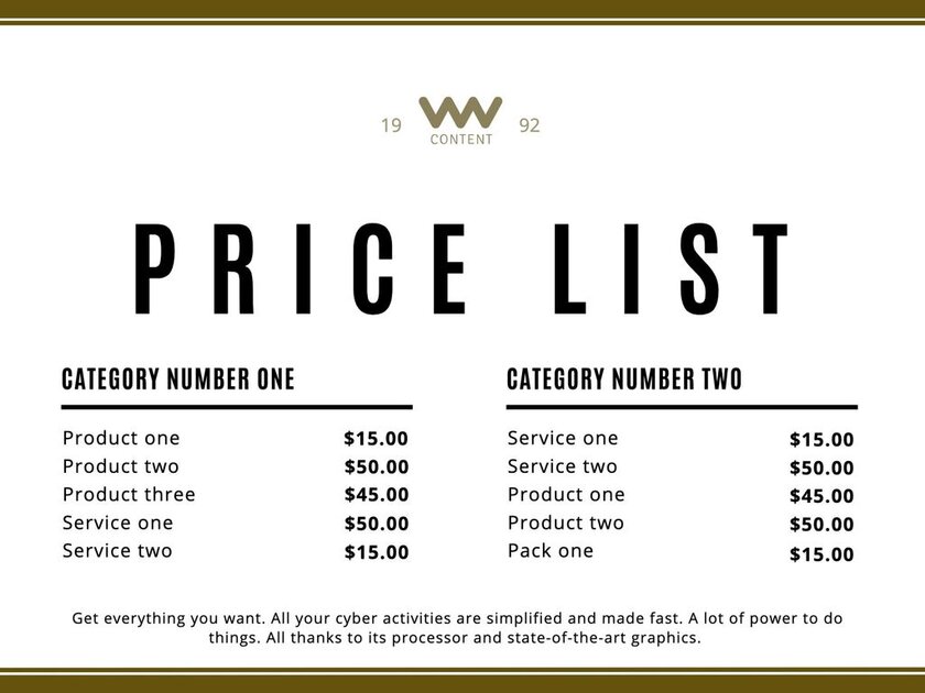 Detail Excel Price List Template Free Nomer 37