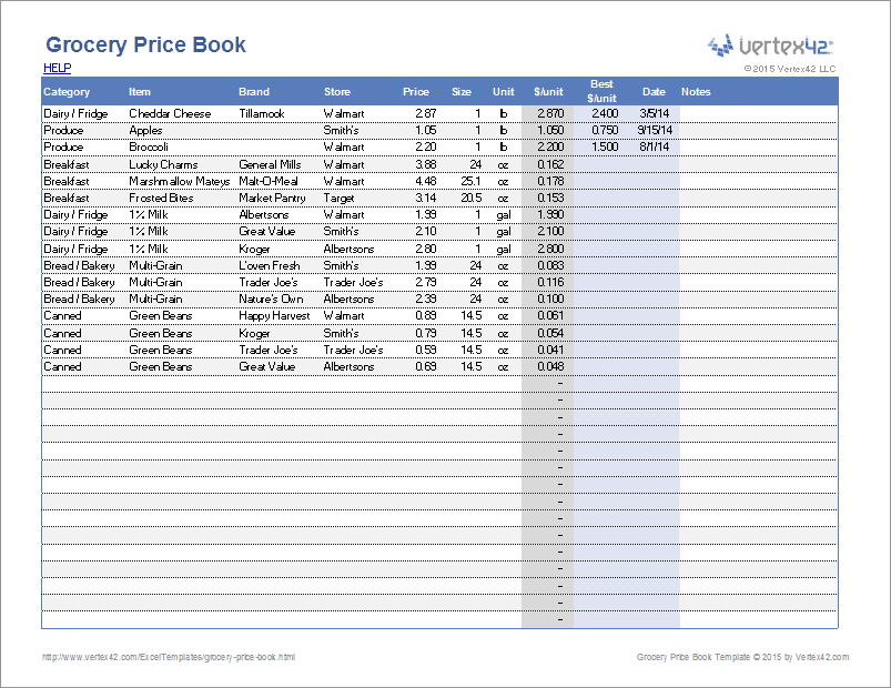 Detail Excel Price List Template Free Nomer 42