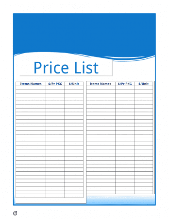 Detail Excel Price List Template Free Nomer 48